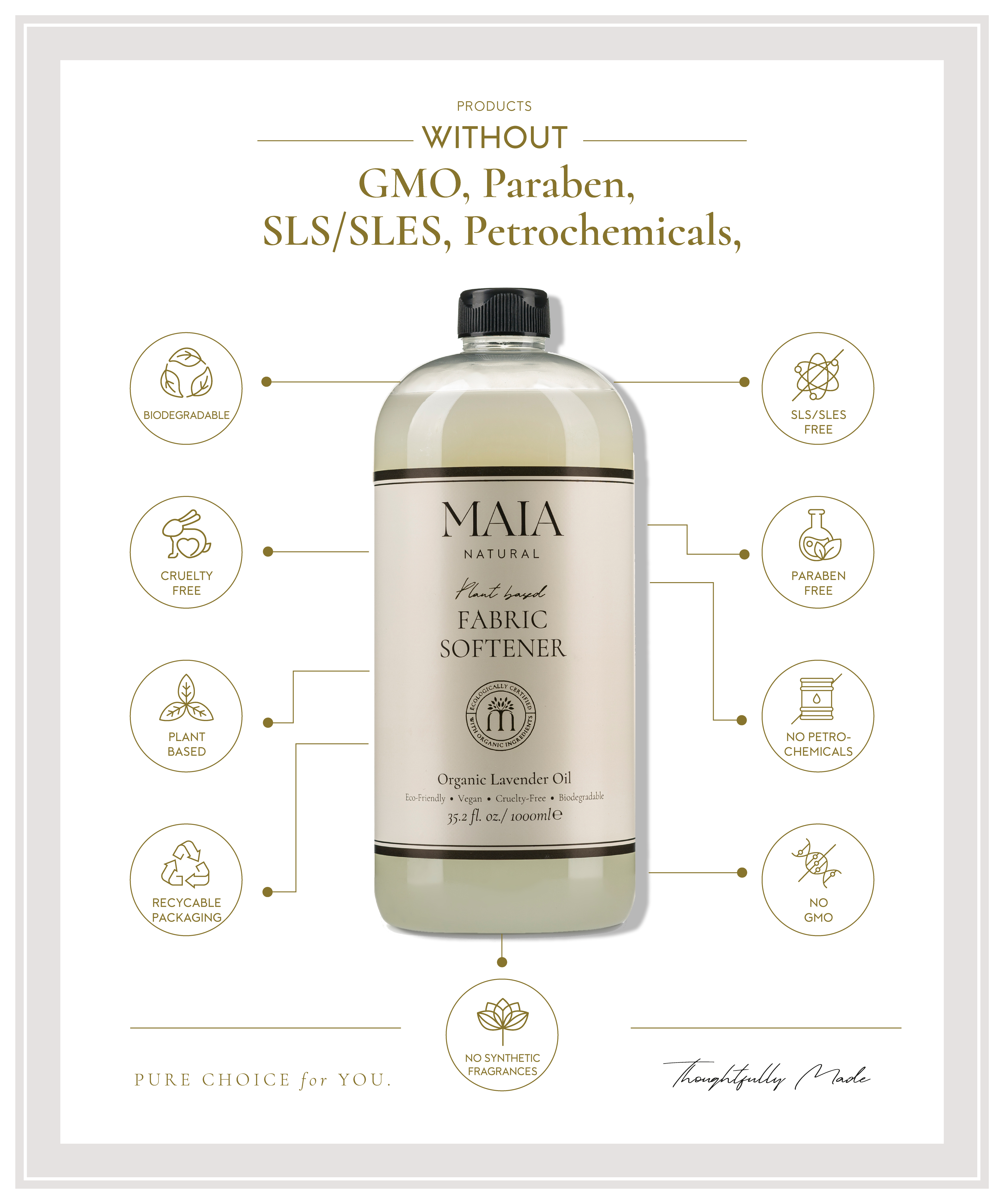 Fabric Softener - Organic Certified-Plant Based-Biodegradable-EcoFriendly-Vegan