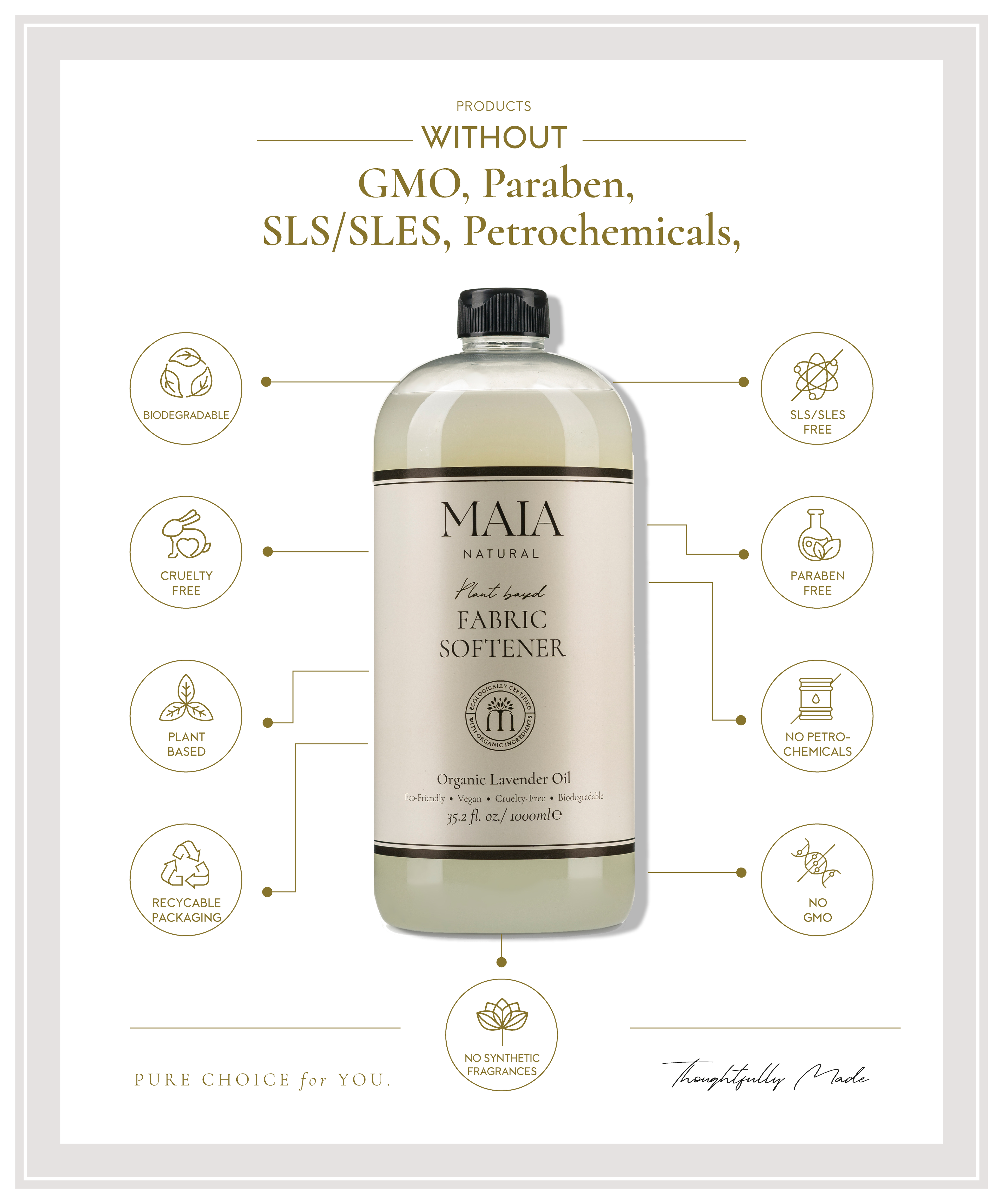 Fabric Softener - Organic Certified-Plant Based-Biodegradable-EcoFriendly-Vegan