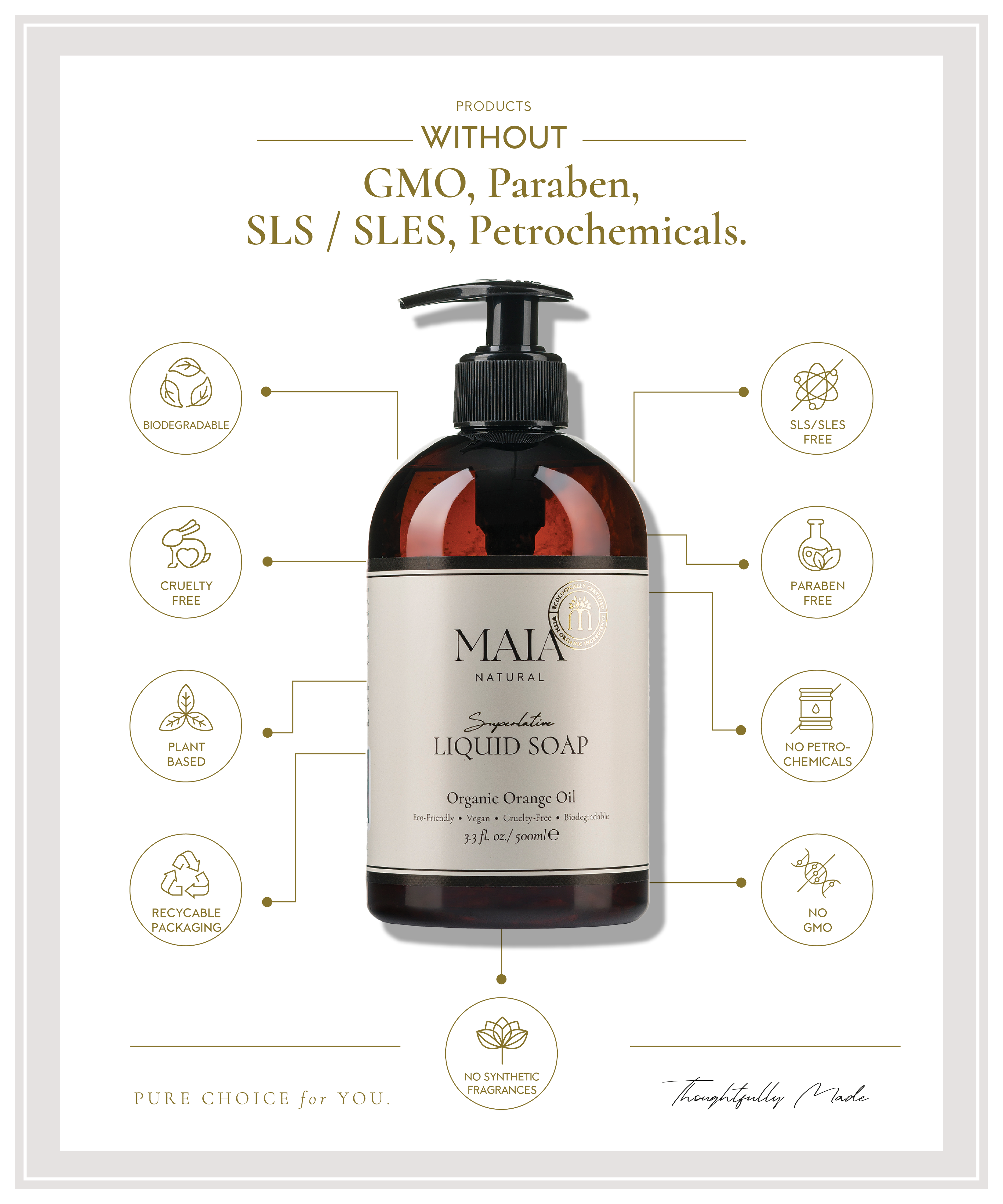 Liquid Hand Soap -Organic Certified-Plant Based-Biodegradable-EcoFriendly-Vegan